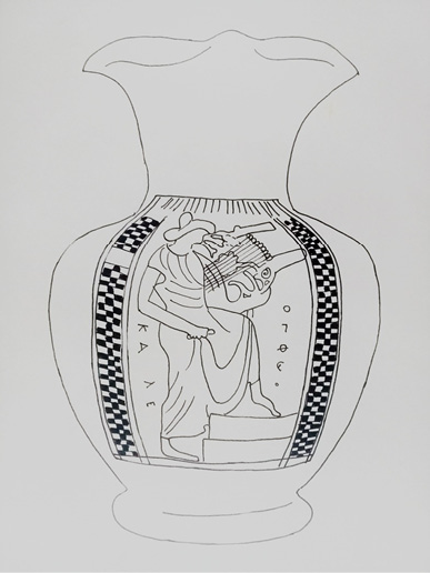 – Enócoa trilobada de figuras negras 520510 aC Museu de Villa Giulia M534