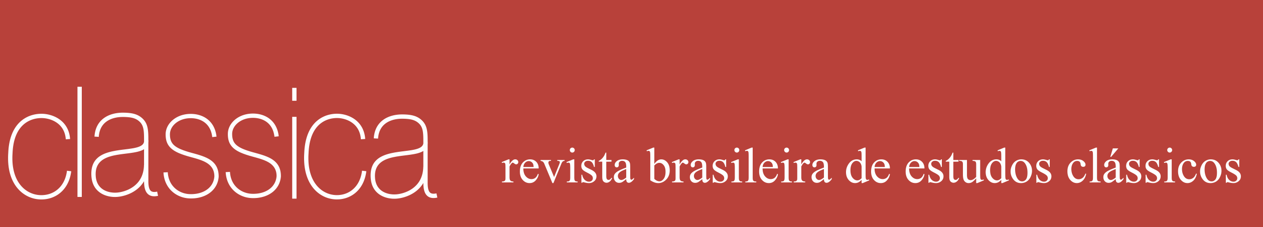 "Classica revista brasileira de estudos clássicos" em fonte braca e fundo vermelho.